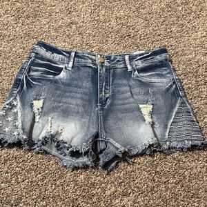 SHEIN Distressed Blue Jean Shorts